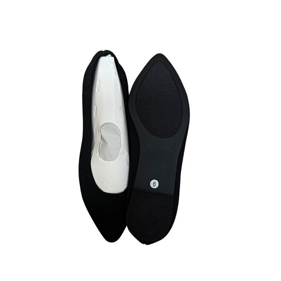 Mia Womens Black Textured Pointed Toe Flats Size 6 - Picture 4 of 6